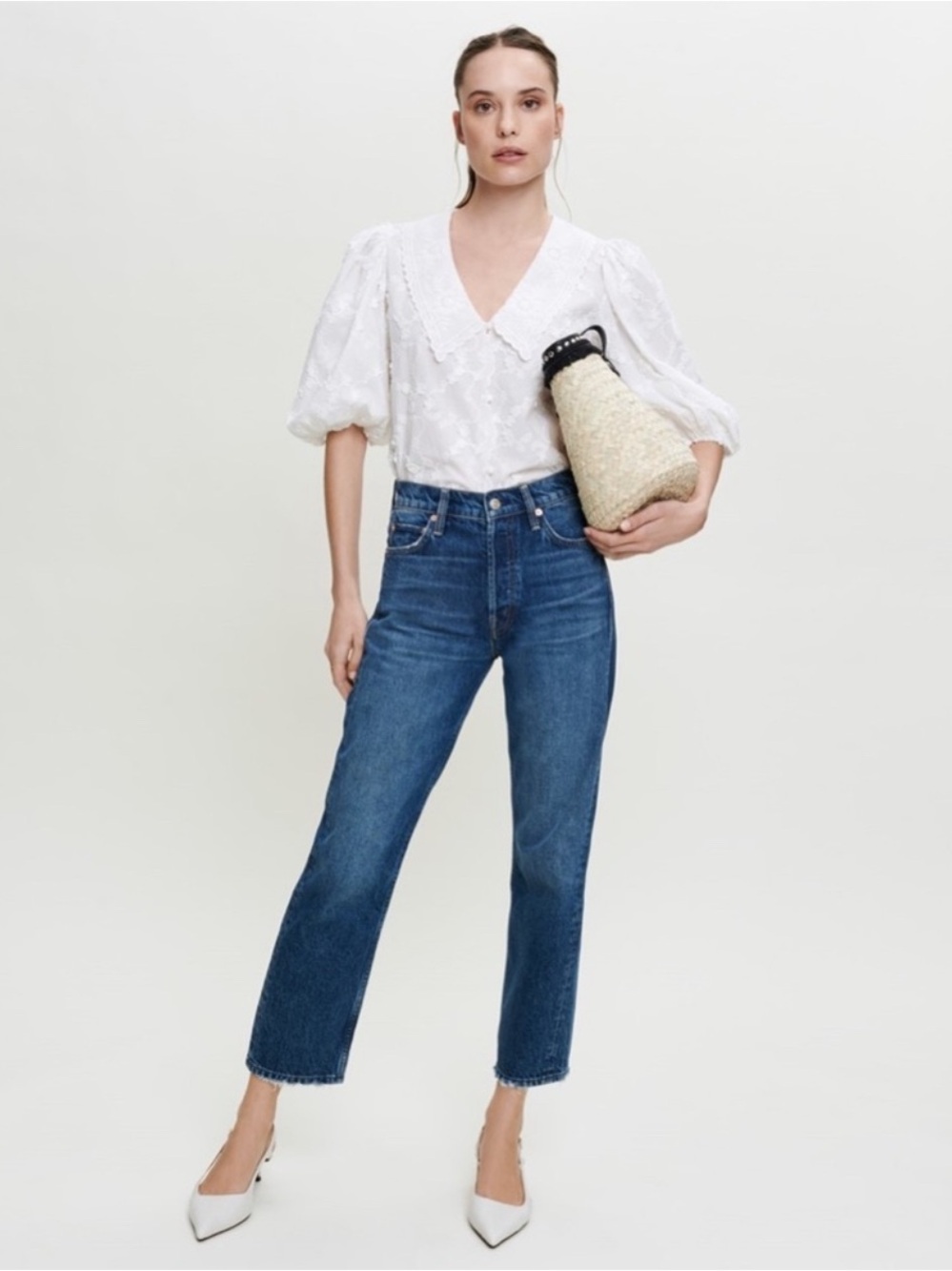 Maje Mid-Blue Straight-Leg Jeans